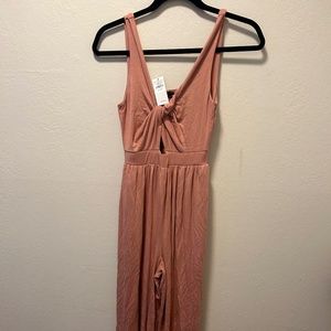 American Eagle Outfitters Twist Front Culotte Jumpsuit in Pink (Size Small)